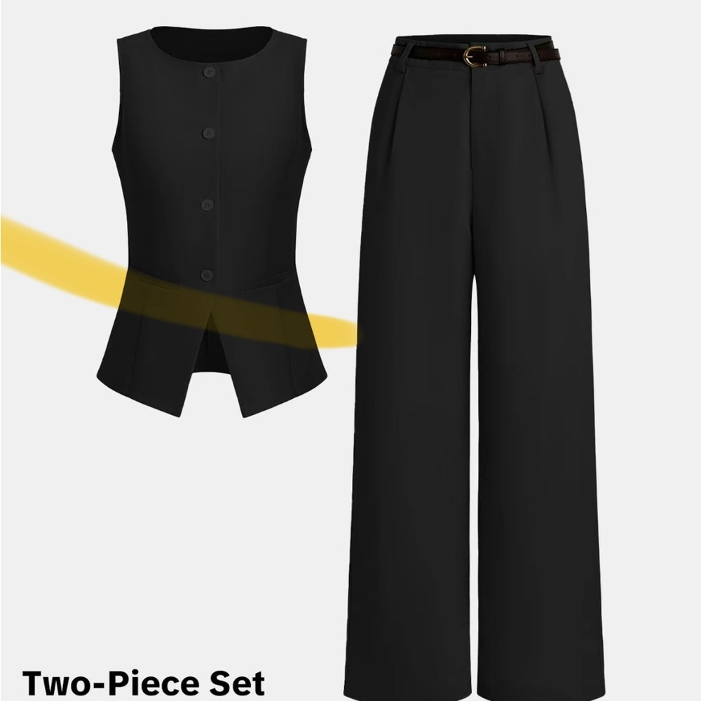 NWOT Black Wide Leg High-Waisted Pants